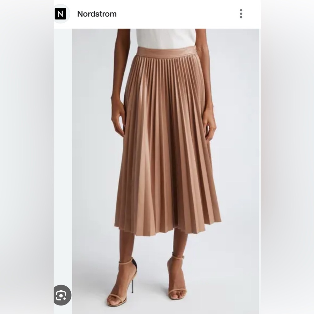 Cinq a Sept Maree Pleat Faux Learher Skirt in Mocha.  NWT.  Size 10